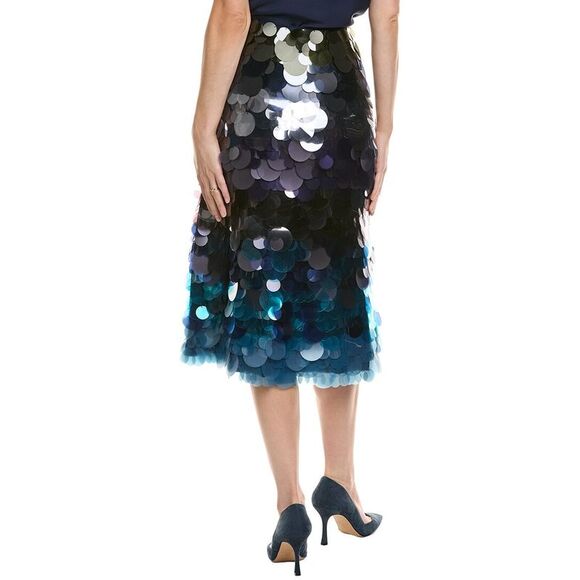 Cynthia Rowley Womens  Gradient Paillette Midi Skirt, Blue - Picture 2 of 3
